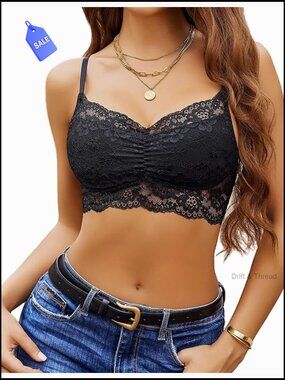 Lace Bralette V Neck Crop Top Cami Adjustable Straps Casual Sexy